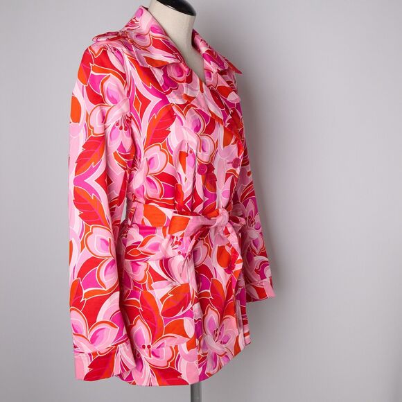 Pierre Cardin Jacket 12 Mod 60s 70s Retro Floral Belted Statement Groovy Artsy - Picture 10 of 14